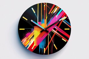多彩线条艺术风挂钟