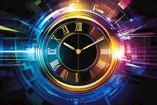 未来感炫彩时钟科技画面