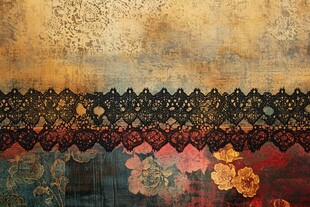 复古蕾丝花卉拼接艺术背景