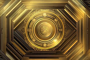 金色立体几何装饰图案