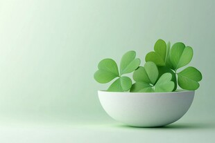 碗中三叶草清新绿意