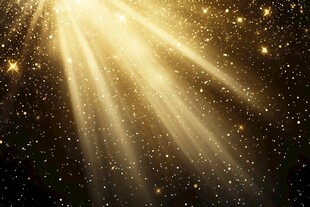 金色光芒闪耀梦幻星空