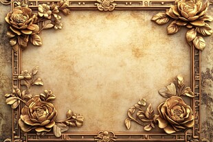 金色雕花玫瑰复古边框背景
