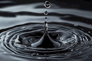 水滴落入水面的瞬间