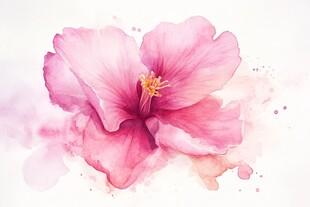 粉色水彩花卉绽放之美