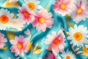 蓝底雏菊丝绸图案