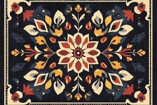 复古民族风花卉图案地毯