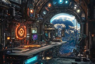 未来太空科技操控室景观