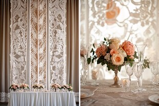 浪漫蕾丝婚礼桌饰布置