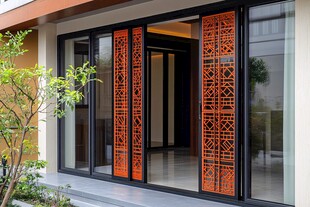 中式雕花推拉门 精致庭院风