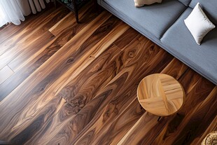 深棕实木地板搭配简约沙发