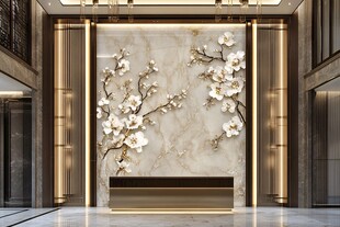 中式雅致大厅梅花装饰背景