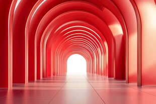 红色梦幻拱形通道