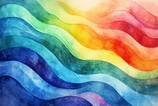 彩虹波浪水彩艺术背景