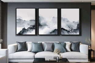 水墨山水三联画 客厅装饰