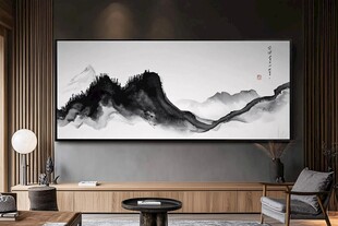 中式客厅中的山水墨画装饰