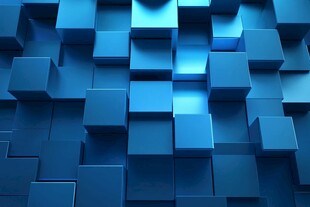 蓝色立体方块科技背景图