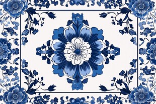 青花瓷花卉图案精美纹饰