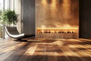 现代客厅壁炉与舒适躺椅