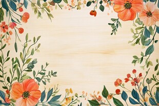 水彩花卉边框背景图