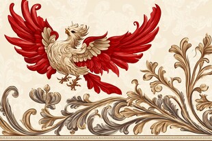 金红凤凰饰以华丽花纹