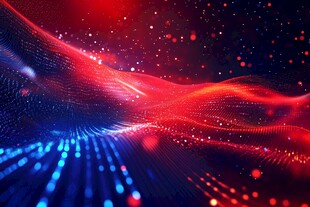 梦幻红蓝炫彩科技粒子背景