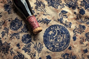 复古风下的葡萄酒瓶与软木塞