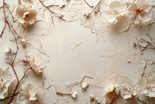 米白色背景上的素雅花卉