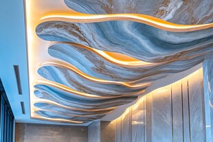 灵动波浪形天花板设计