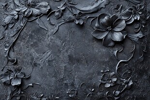 立体花卉浮雕墙面装饰图