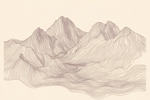 手绘线条勾勒的壮丽山脉