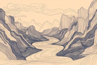 蜿蜒河流穿行于壮丽山脉