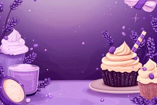梦幻紫色系甜品美味场景