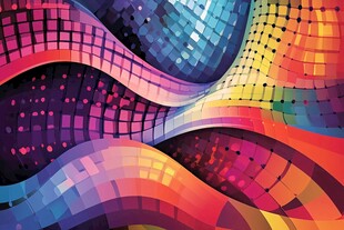 绚丽多彩马赛克波浪图案