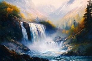 梦幻山间瀑布美景