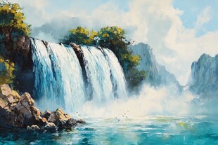 壮丽瀑布山水风景图