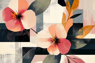 几何花卉抽象艺术插画