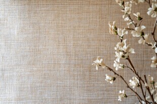 麻布背景上的素雅花枝