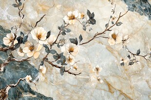 玉兰花大理石背景装饰画