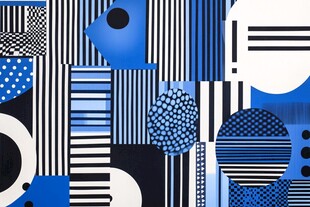 蓝白黑几何抽象图案设计