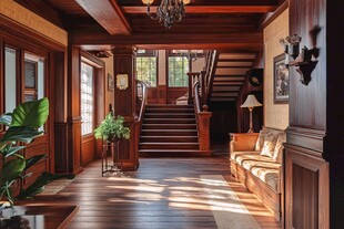 复古木质风温馨入户玄关