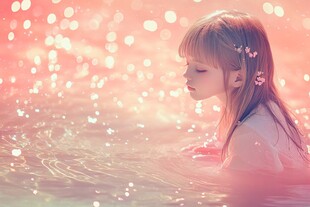 梦幻女孩于波光粼粼中