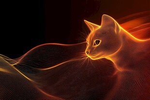 火焰线条勾勒的神秘猫咪