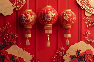 喜庆中式红灯笼迎佳节