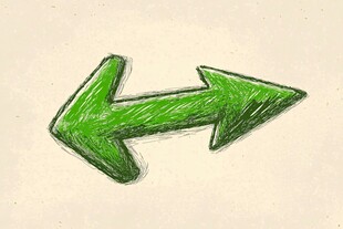 手绘绿色双向箭头图案