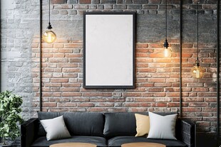 简约砖墙客厅沙发装饰场景