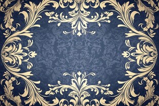 蓝底金色奢华花纹装饰图案