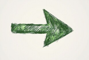 手绘绿色箭头符号