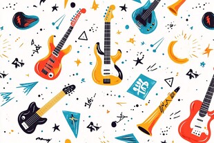 多彩乐器插画 音乐元素集合