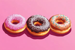 三个多彩甜甜圈